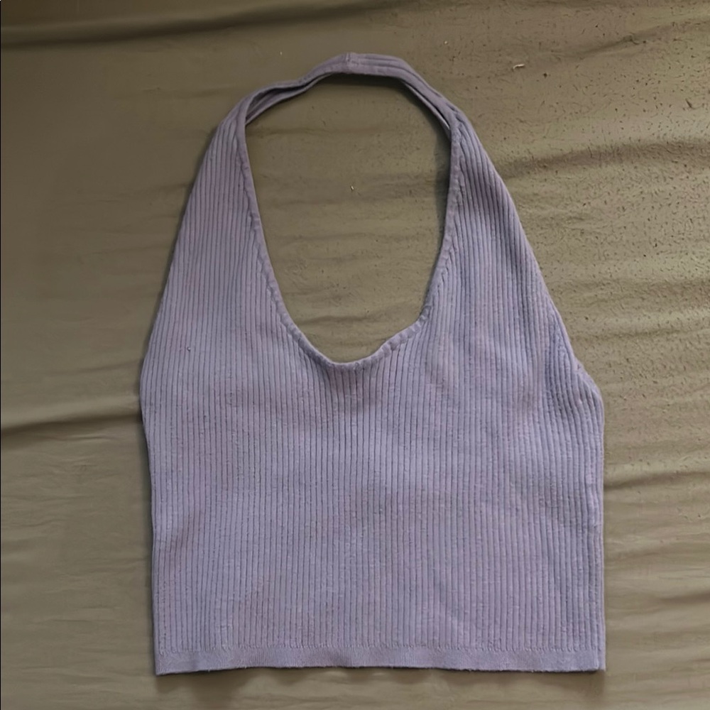 Lavender Ribbed Halter Top